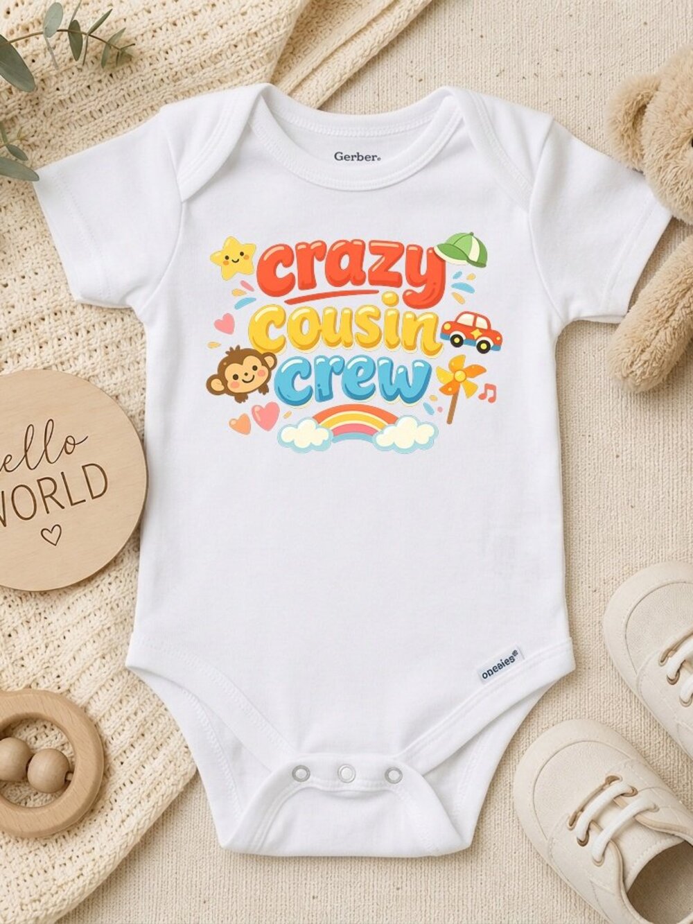 Crazy Cousin Crew Retro Baby Outfit Gift ONESIE®